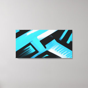 Blue Black and White Abstract Canvas Print