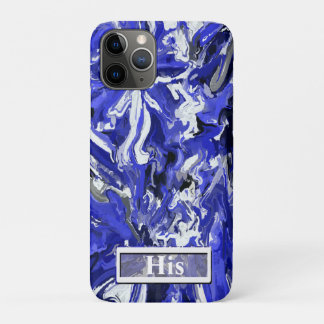 Blue, Black and White Abstract iPhone 11 Pro Case