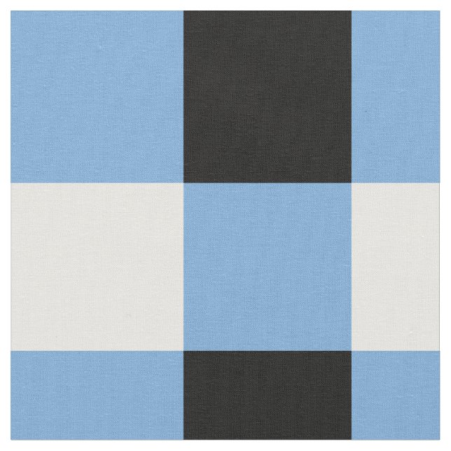 Blue, black and white checkerboard pattern fabric (Close Up)