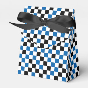 Blue Black and White Checkered Favor Boxes