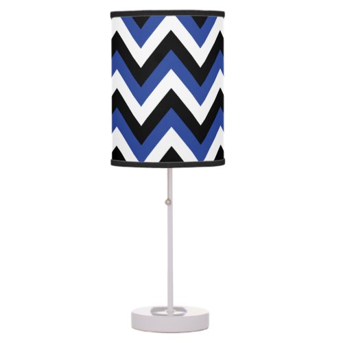 Blue Black and White Chevron Large Pattern Table Lamp