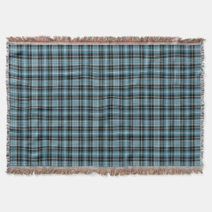 Blue, Black and White Clark Clan Scottish Plaid Throw Blanket