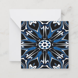 Blue, Black and White Estonia Flower Art Note Card