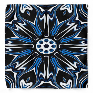 Blue, Black and White Estonia Flower Bandana