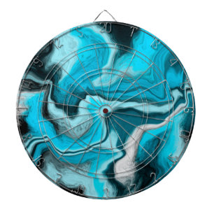 Blue, Black and White Marble Fluid Art Dart Board