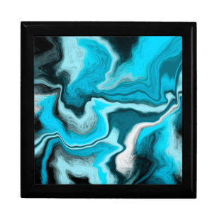 Blue, Black and White Marble Fluid Art Gift Box