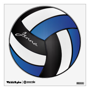 Blue, Black and White Personalize Volleyball Wall Decal