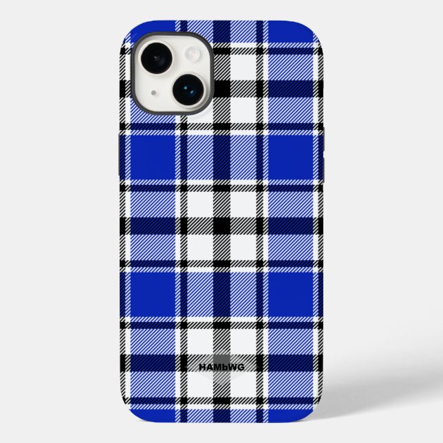 Blue, Black and White Plaid Iphone Case HAMbWG (Back)