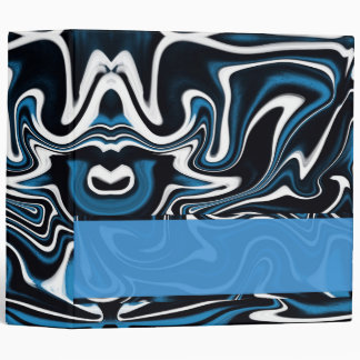 Blue, Black and White Swirls 3 Ring Binder