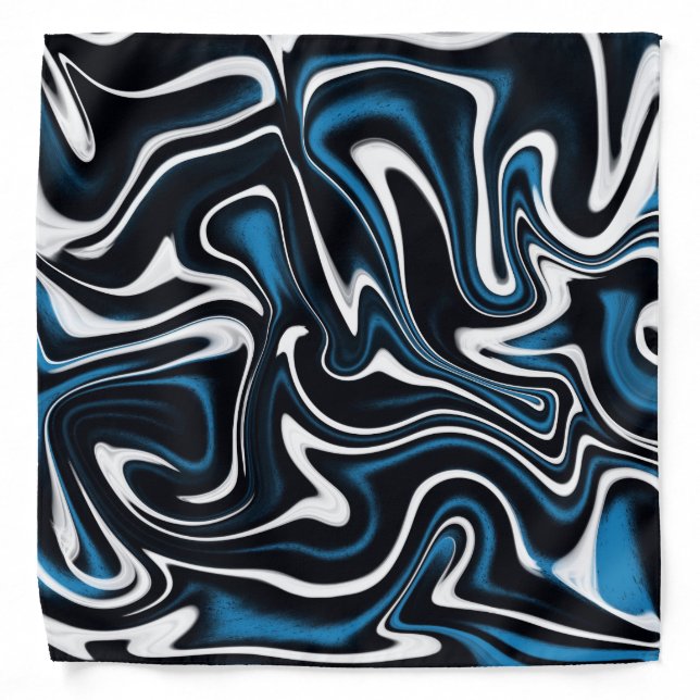 Blue, Black and White Swirls Bandana (Front)