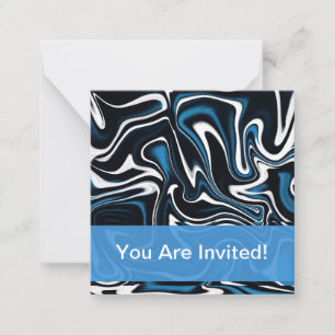 Blue, Black and White Swirls Note Card