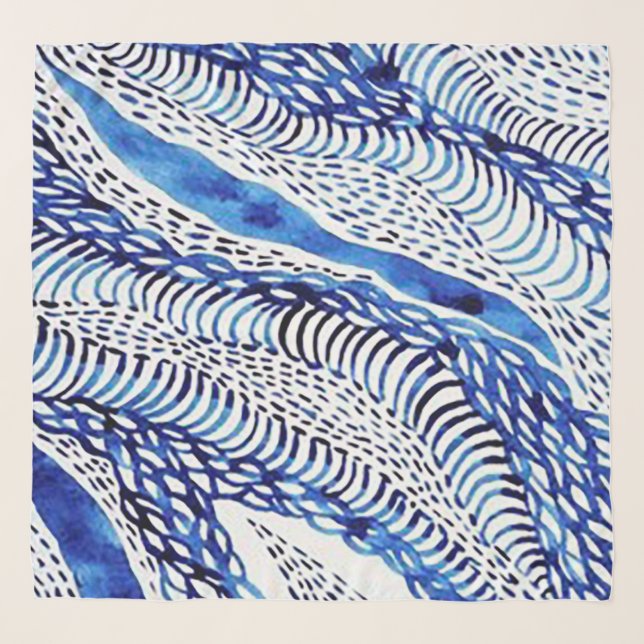 “Blue-Black Animal Print” Scarf (Front)