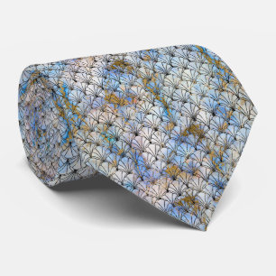 BLUE BLACK ART DECO SHELL PATTERNED TIE
