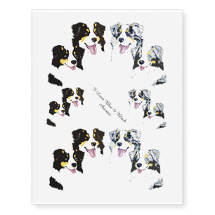 Blue & Black Australian Shepherd Temporary Tattoo