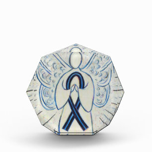 Blue & Black Awareness Ribbon Paperweight Award
