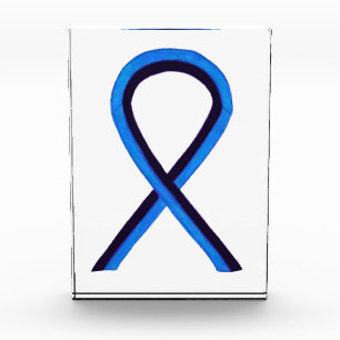 Blue & Black Awareness Ribbon Paperweight Award
