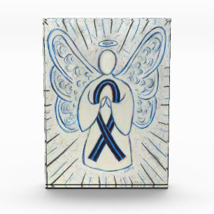 Blue & Black Awareness Ribbon Paperweight Award
