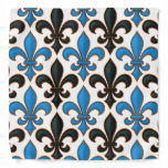 Blue Black Baroque Fleur-de-lis Pattern Design  Bandana