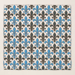 Blue Black Baroque Fleur-de-lis Pattern Design  Scarf