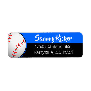 Blue & Black Baseball Address Label