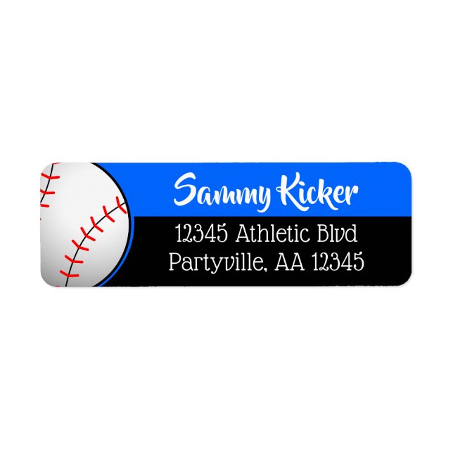 Blue & Black Baseball Address Label (Front)