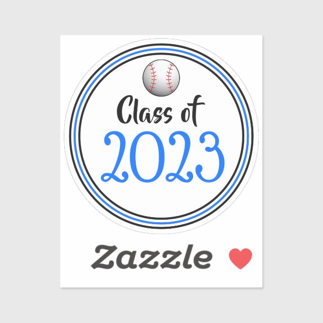 Blue & Black Baseball Class Year Graduation Sticker (Sheet)