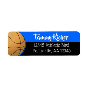 Blue & Black Basketball Address Label