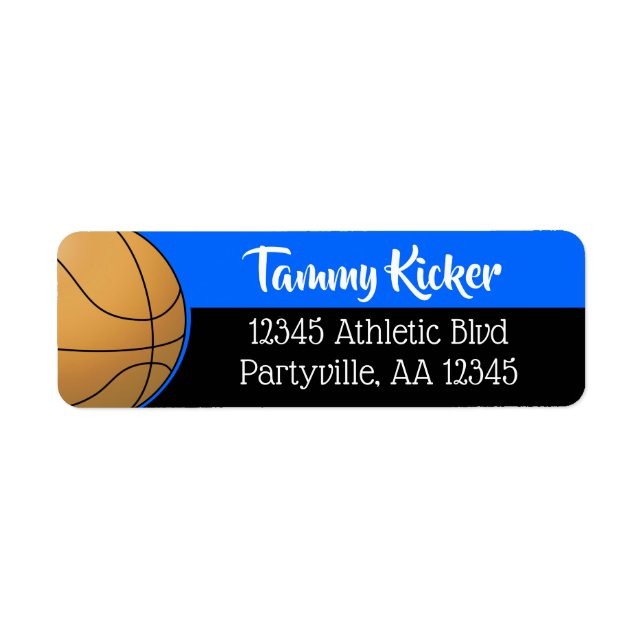 Blue & Black Basketball Address Label (Front)