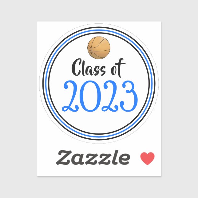 Blue & Black Basketball Class Year Graduation Sticker (Sheet)