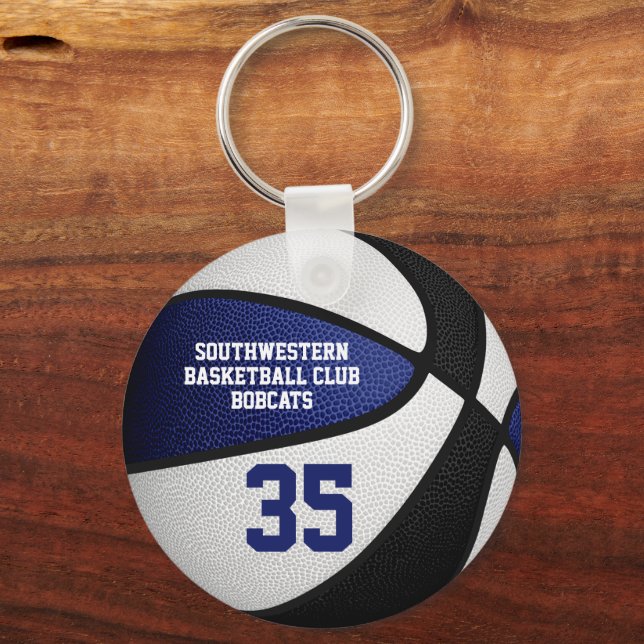 Blue black basketball gifts for the team keychain (Back)