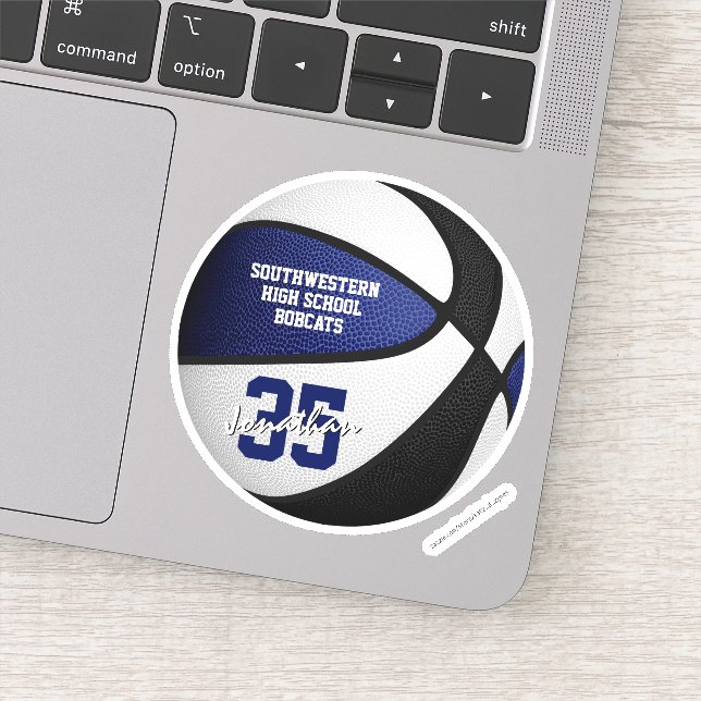 Blue black basketball team colors boys girls  sticker (Detail)