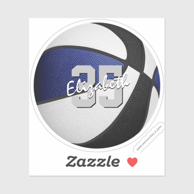 blue black basketball team colors player name sticker (Sheet)