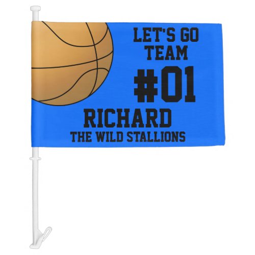 Blue Black Basketball Team Spirit Car Flag