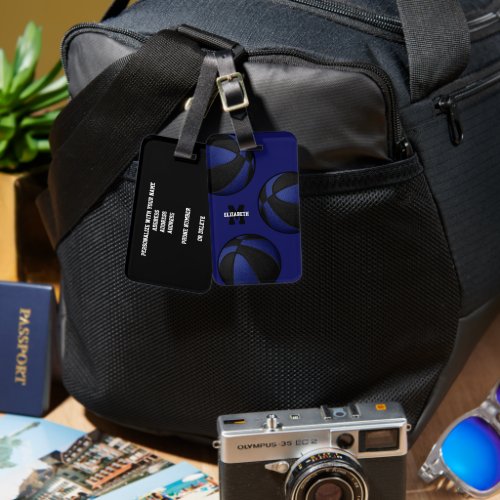blue black basketball travel team colors luggage tag