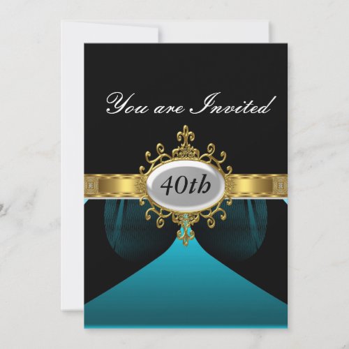 Blue Black  Birthday Party Glamour Invitation