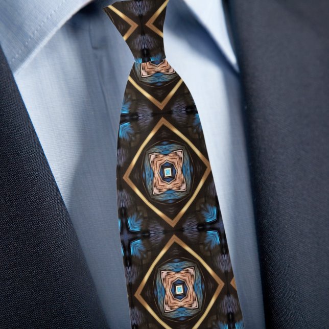 Blue Black Bronze Diamond Pattern Neck Tie (Creator Uploaded)
