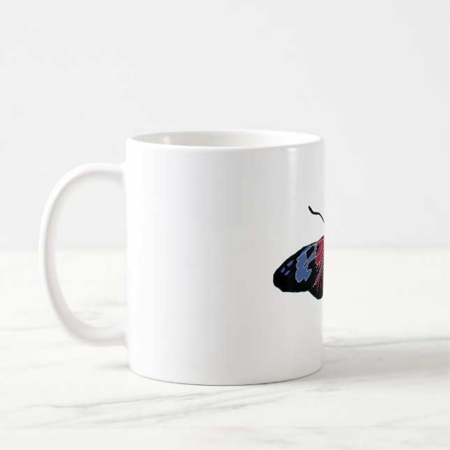 Blue Black Brown Butterfly Art Coffee Mug (Left)