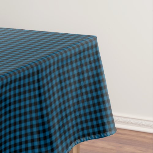 Blue Black Buffalo Lumberjack Check Plaid Pattern Tablecloth