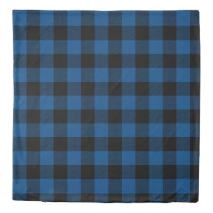 Blue & Black Buffalo Paid Reversible Queen Duvet Cover