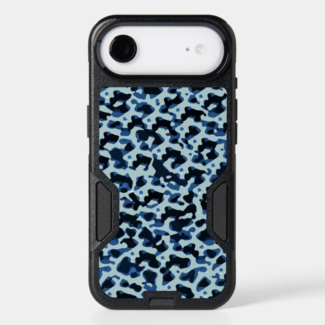 Blue Black Camo Abstract Pattern Otterbox iPhone Case (Back)