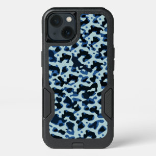 Blue Black Camo Abstract Pattern iPhone 13 Case