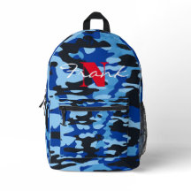 Blue & Black Camo Backpack – Custom Name/Logo