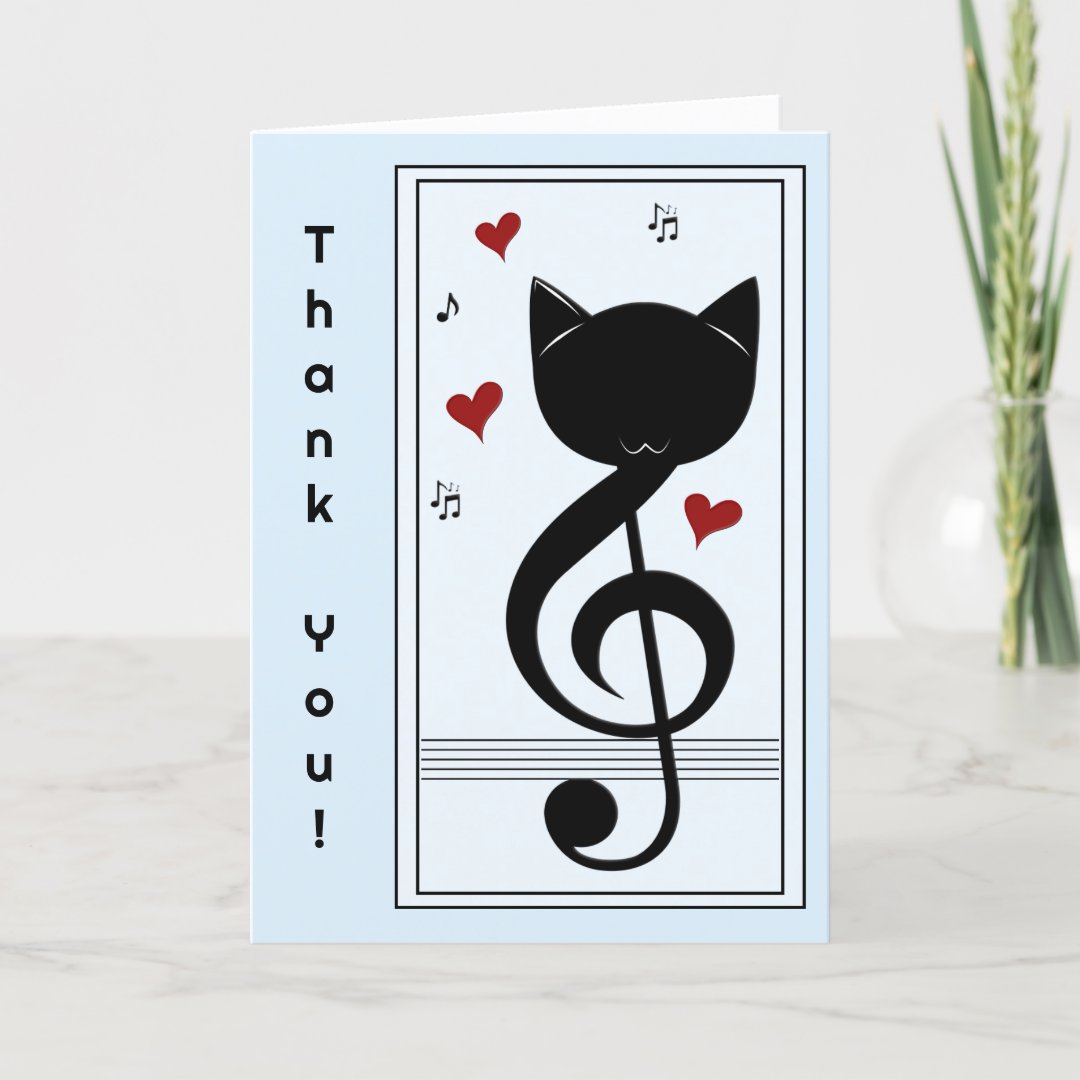 Blue Black Cat Musical Notes Teacher Thank You