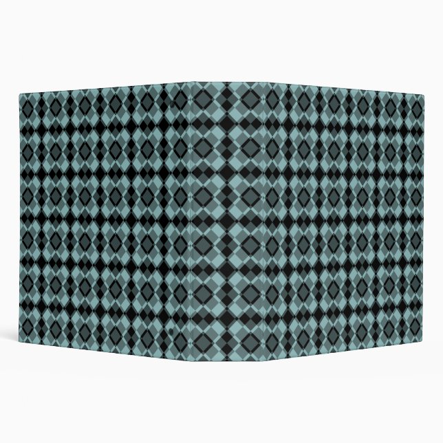Blue Black Checker Argyle Pattern 3 Ring Binder (Background)
