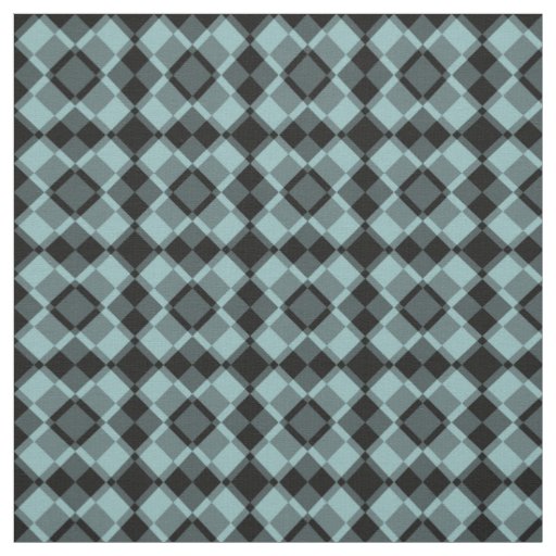 Blue Black Checker Argyle Pattern Fabric