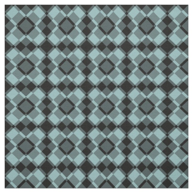 Blue Black Checker Argyle Pattern Fabric (Swatch)