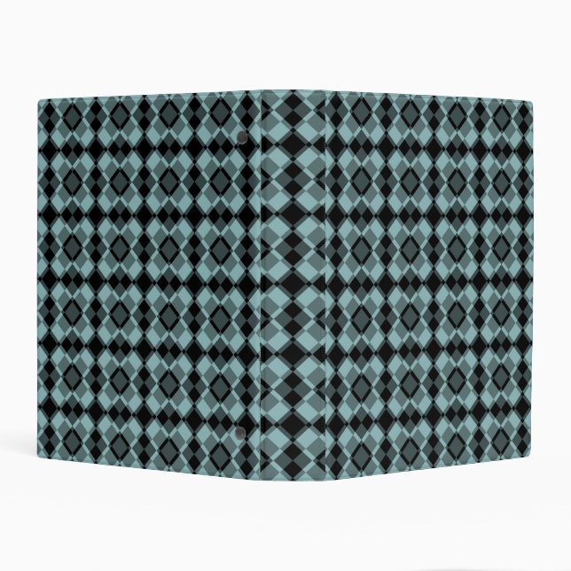 Blue Black Checker Argyle Pattern Mini Binder (Background)