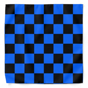 Blue Black Checkered Check Pattern Bandana