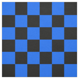 Blue Black Checkered Check Pattern Fabric