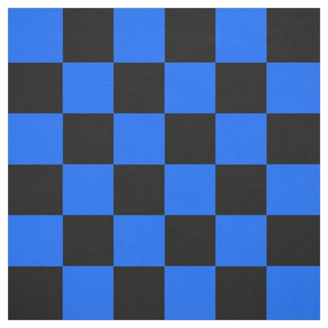 Blue Black Checkered Check Pattern Fabric (Swatch)